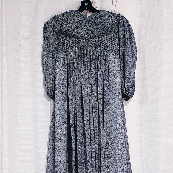 Halston Heritage Off the Shoulder Long Pleated Evening Gown - Picture 7 of 8